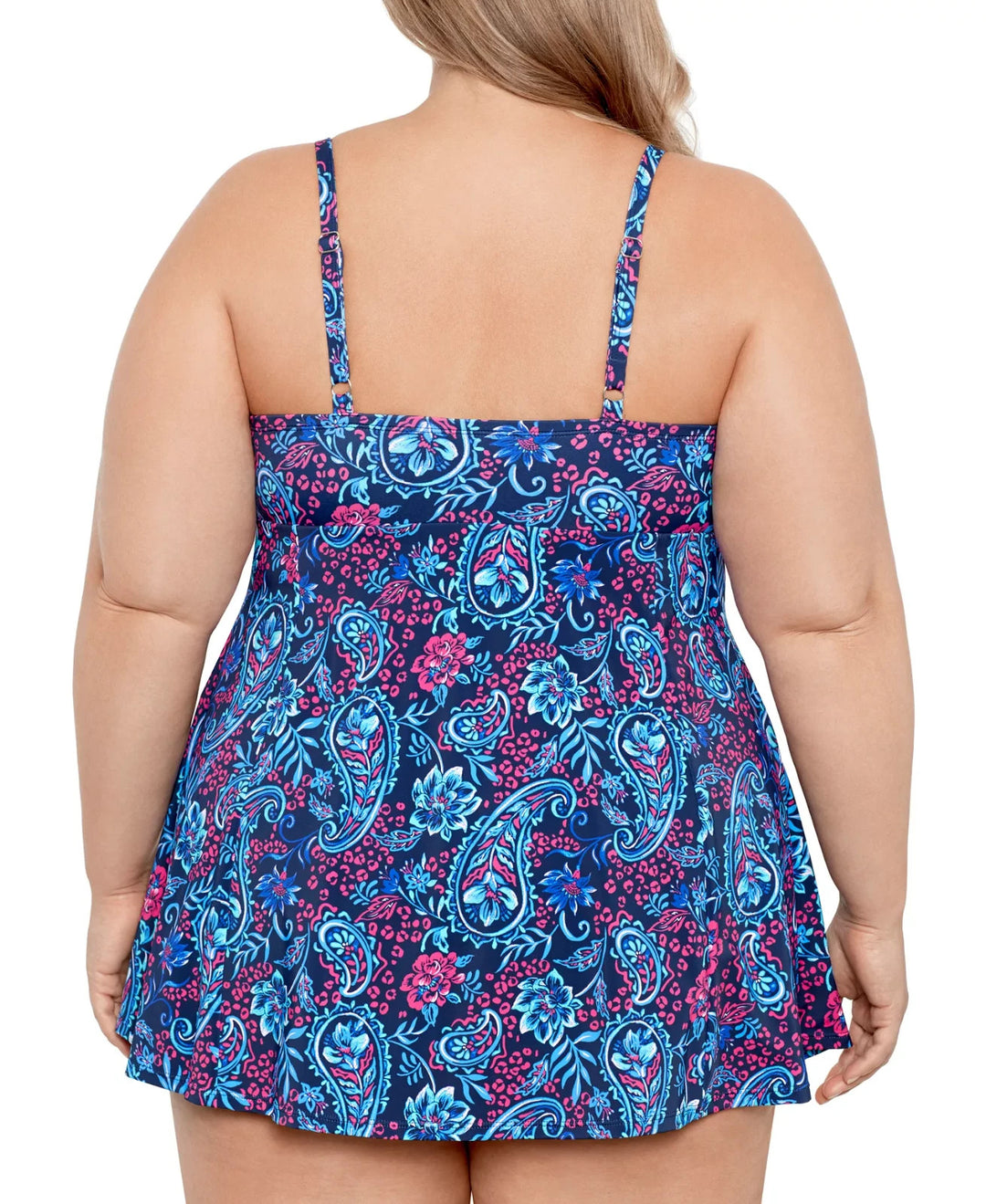 Swim Solutions Tummy Control Printed Tie-Waist Swim Dress MSRP $122