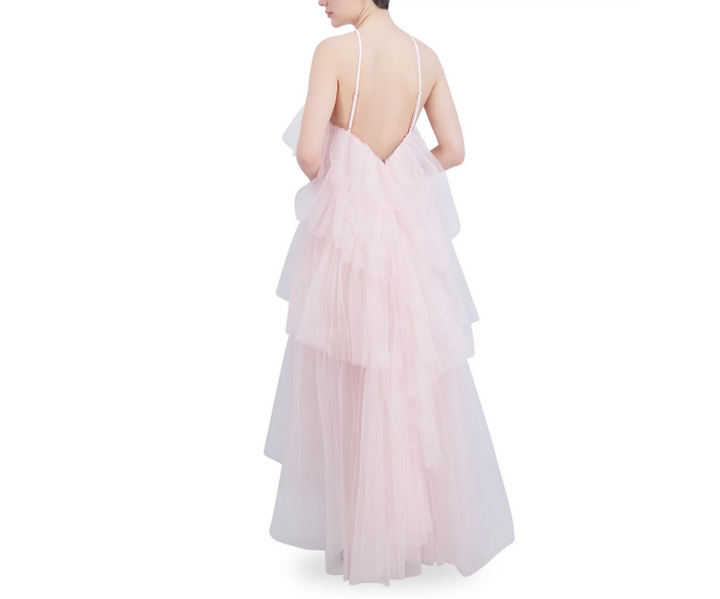BCBGMAXAZRIA Tiered Ruffle High Low Dress MSRP $398