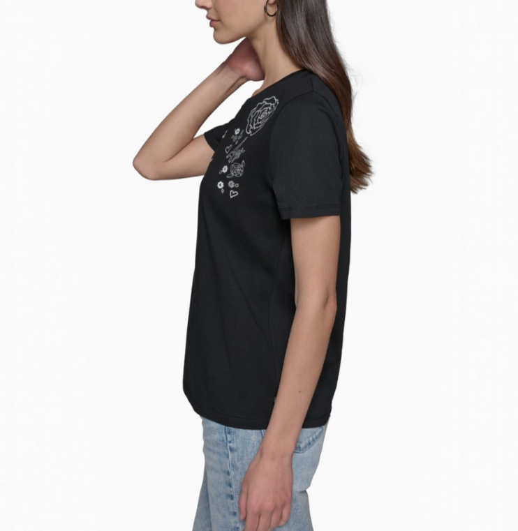 KARL LAGERFELD PARIS Embellished Graphic T-Shirt MSRP $59