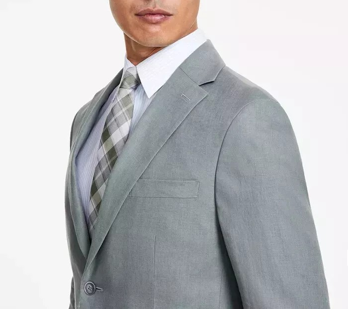 Tommy Hilfiger Men's Modern-Fit Double-Breasted Linen Suit Jacket MSRP $360