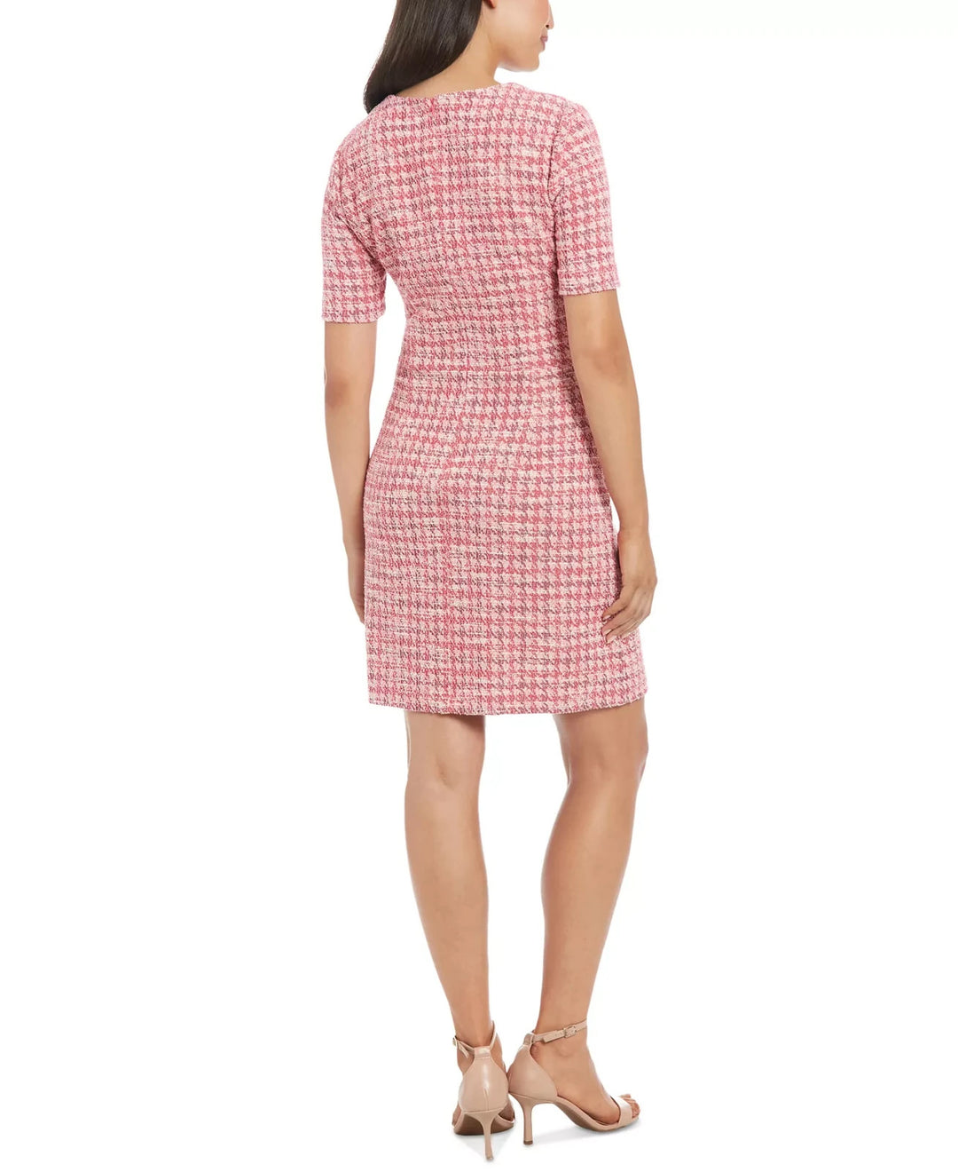 London Times Women's Houndstooth Faux-Wrap Dress MSRP $99