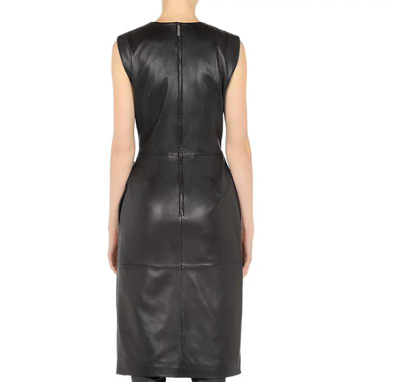 Alberta Ferretti Leather Sheath Dress MSRP $2040 Size 40/US6 # 1B 2272 New