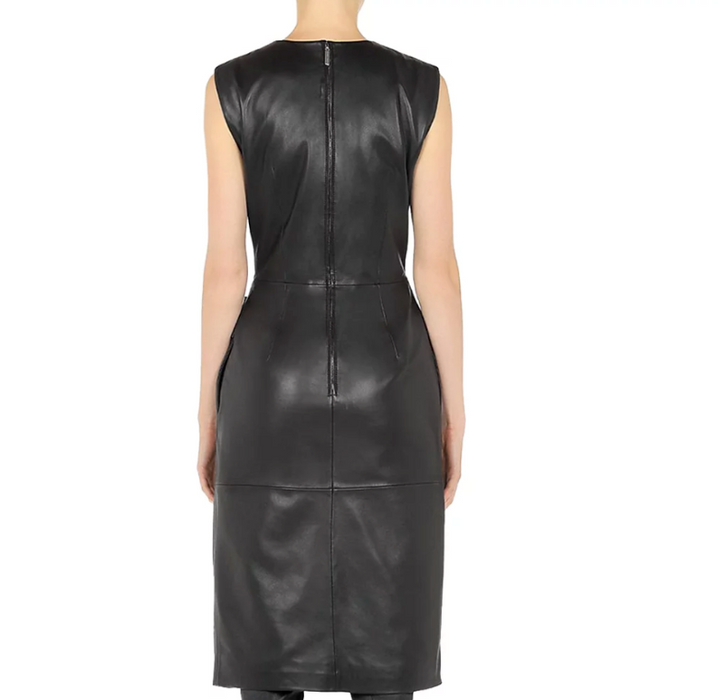 Alberta Ferretti Leather Sheath Dress MSRP $2040 Size 40/US6 # 1B 2272 New