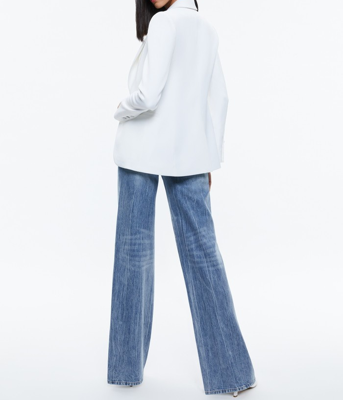 Alice + Olivia Blake Fitted Satin Blazer MSRP $495