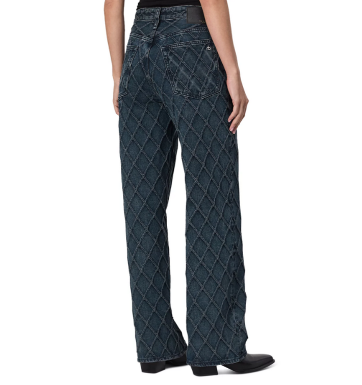 rag & bone Logan Quilted Mid Rise Wide Leg Jeans MSRP $318