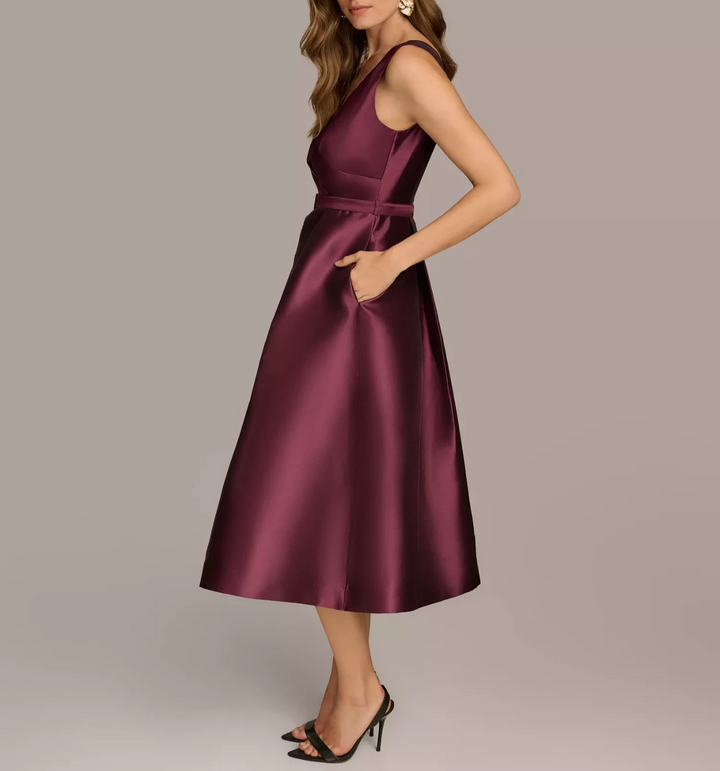 Donna Karan New York Belted Sleeveless Fit & Flare Midi Dres MSRP $299