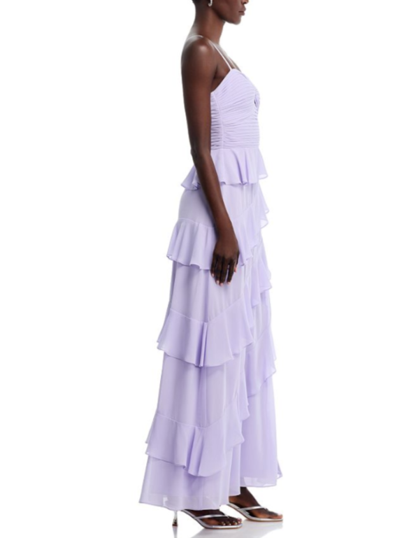 AQUA Chiffon Tiered Ruffled Dress MSRP $298