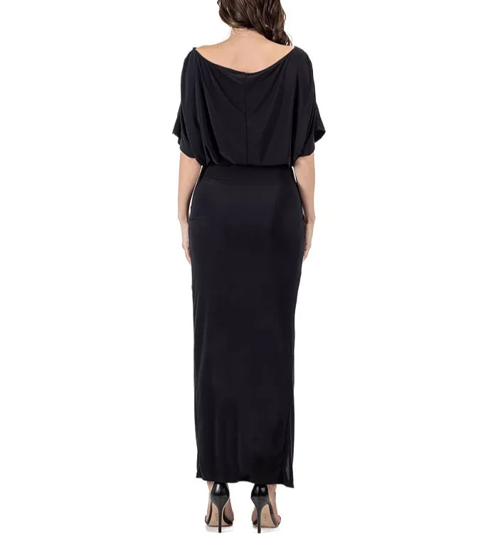 24seven Boat Neck Batwing Sleeve Slit Maxi Dress MSRP $96
