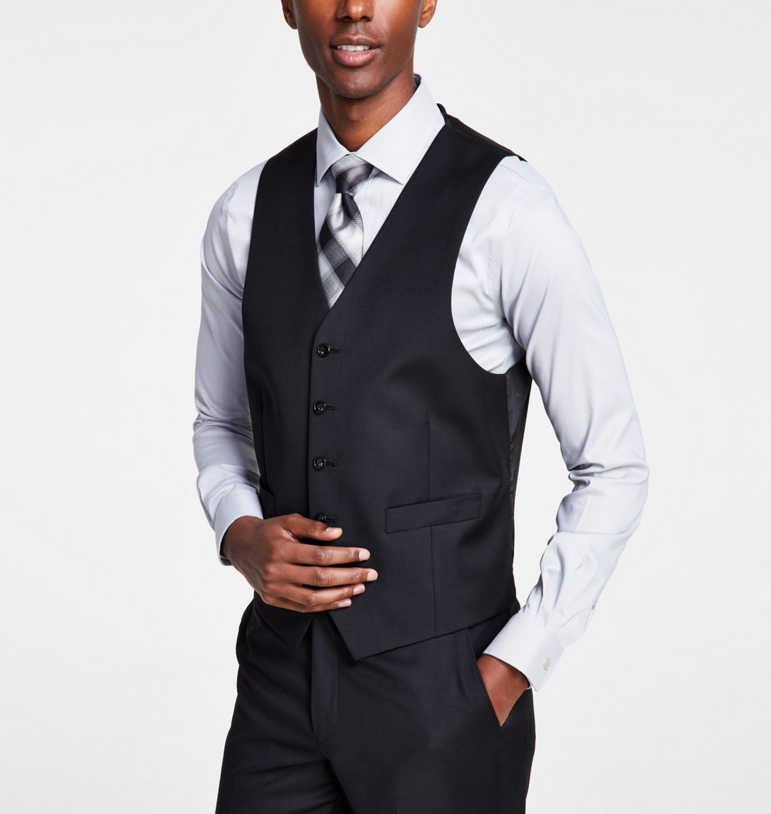 Michael Kors Classic-Fit Wool-Blend Stretch Solid Suit Vest MSRP $125