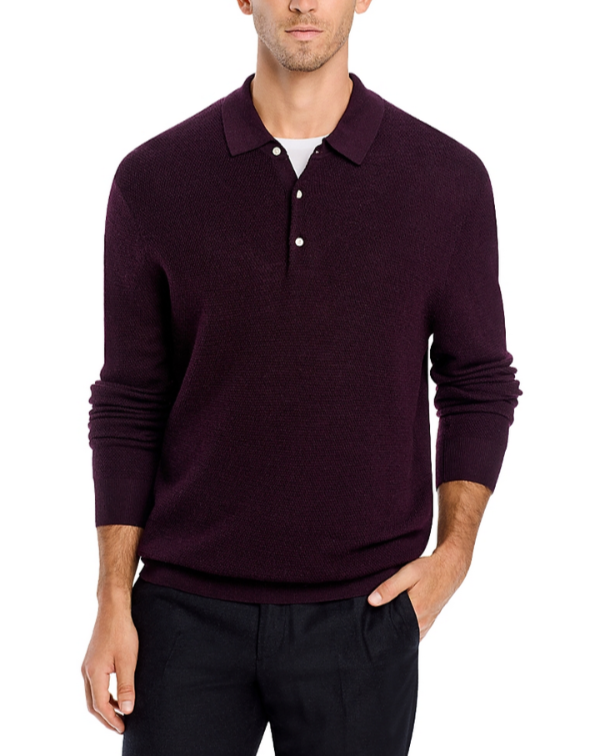 The Men Store Merino Wool Textured Piqué Polo Sweater MSRP $228