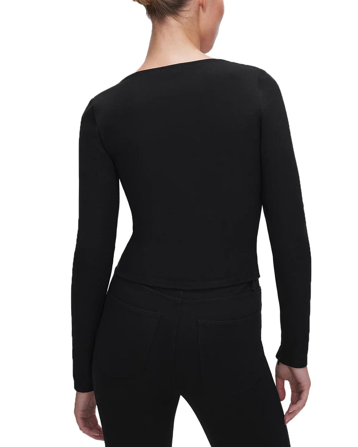 Good American Ponte Novelty Button Corset Top MSRP $129