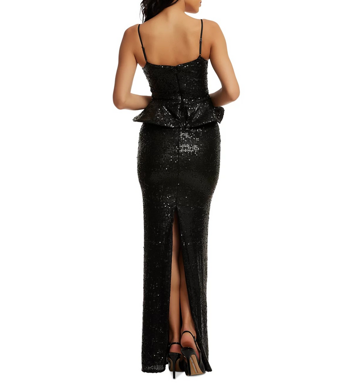 Dress the Population Women's Akiah Sequined Peplum Gown MSRP $368