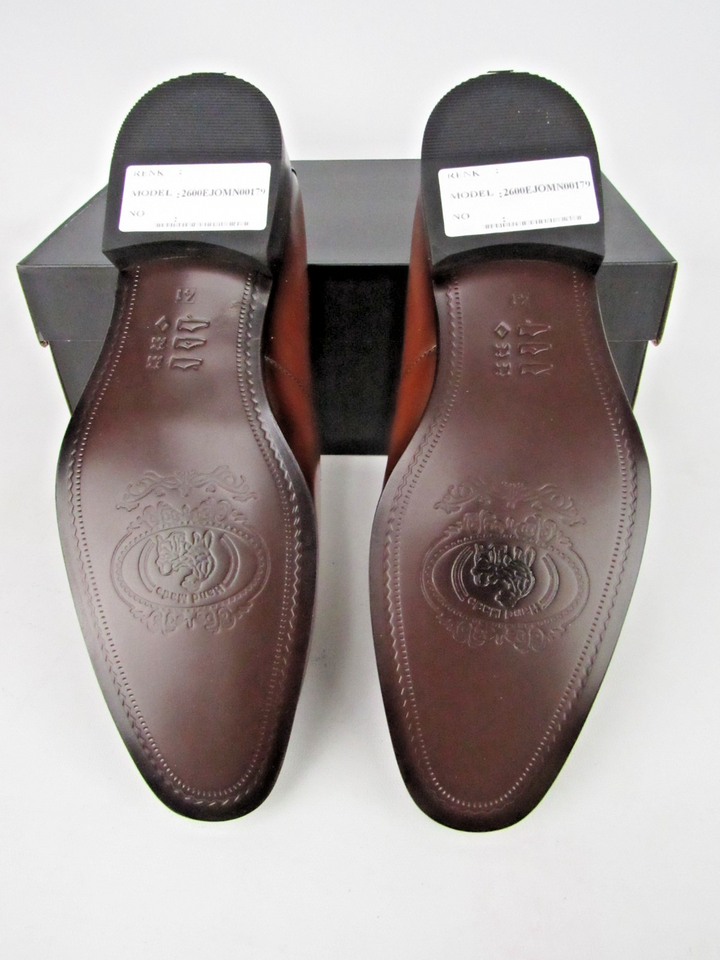 Elegant Men’s Burnished Calf Leather Derby Formal Shoes – Handcrafted Size EU 41