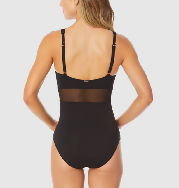 Anne Cole U-Ring Mesh-Inset One-Piece Swimsuit MSRP $98