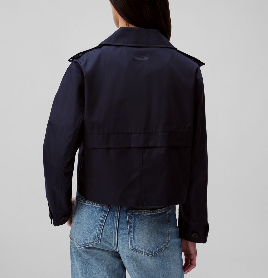 Calvin Klein Women's Cropped Double-Breasted Trench Coat MSRP $169