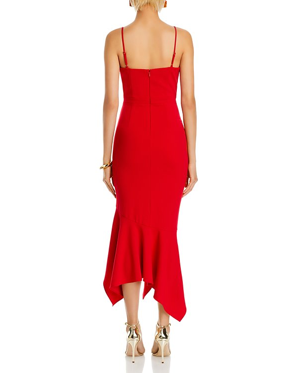 AQUA Scuba Crepe Side Ruffle Dress MSRP $248
