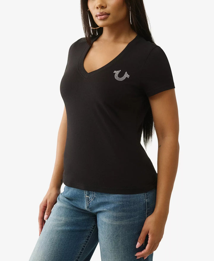 Women's Crystal World Tour V Neck T-Shirt MSRP $59