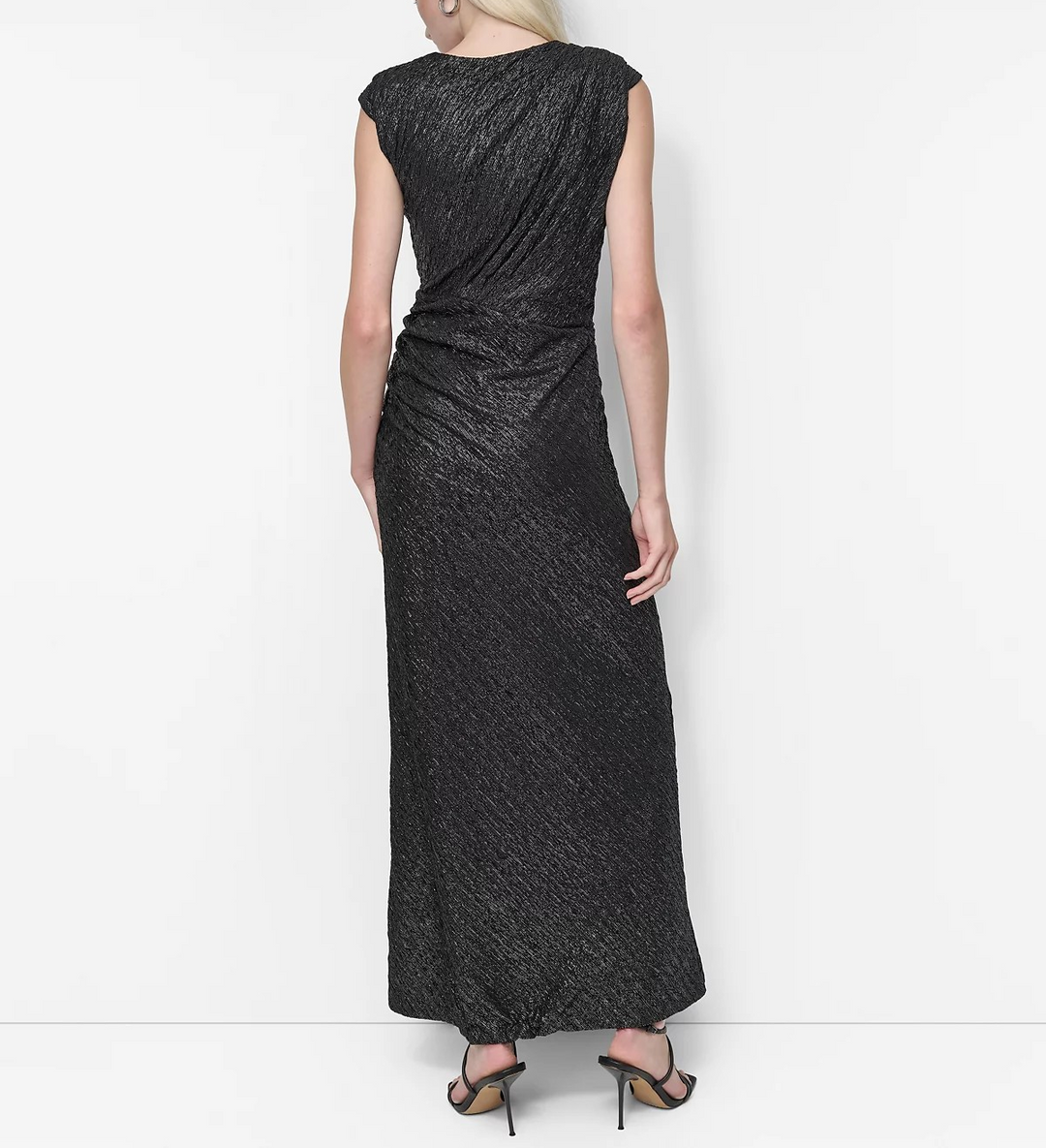 DKNY Women's Gathered-Hip High-Slit Metallic-Threaded Gown MSRP $229