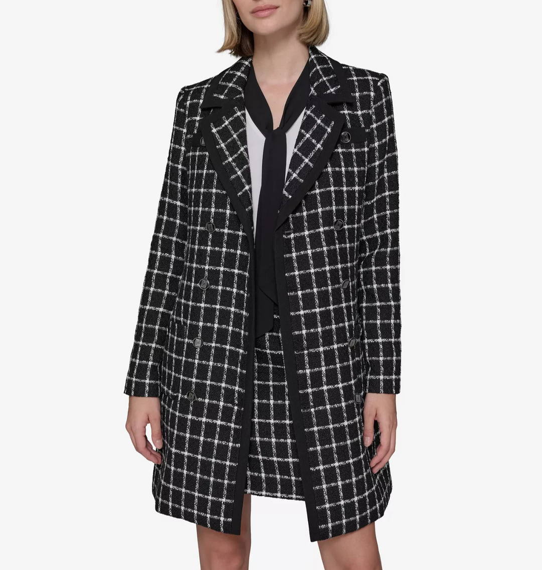 KARL LAGERFELD PARIS Women's Windowpane Topper Jacket MSRP $199