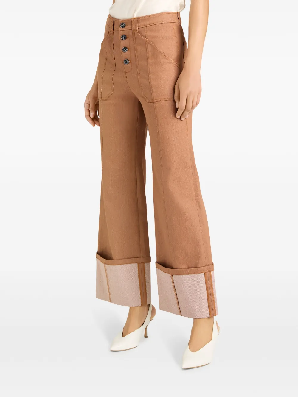 Cinq a Sept Benji Cropped Wide Leg Denim Pants MSRP $295