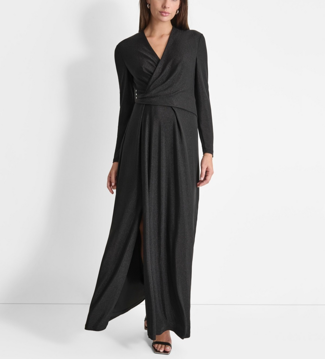 Dkny Women's Draped Metallic-Threaded Evening Gown MSRP $199