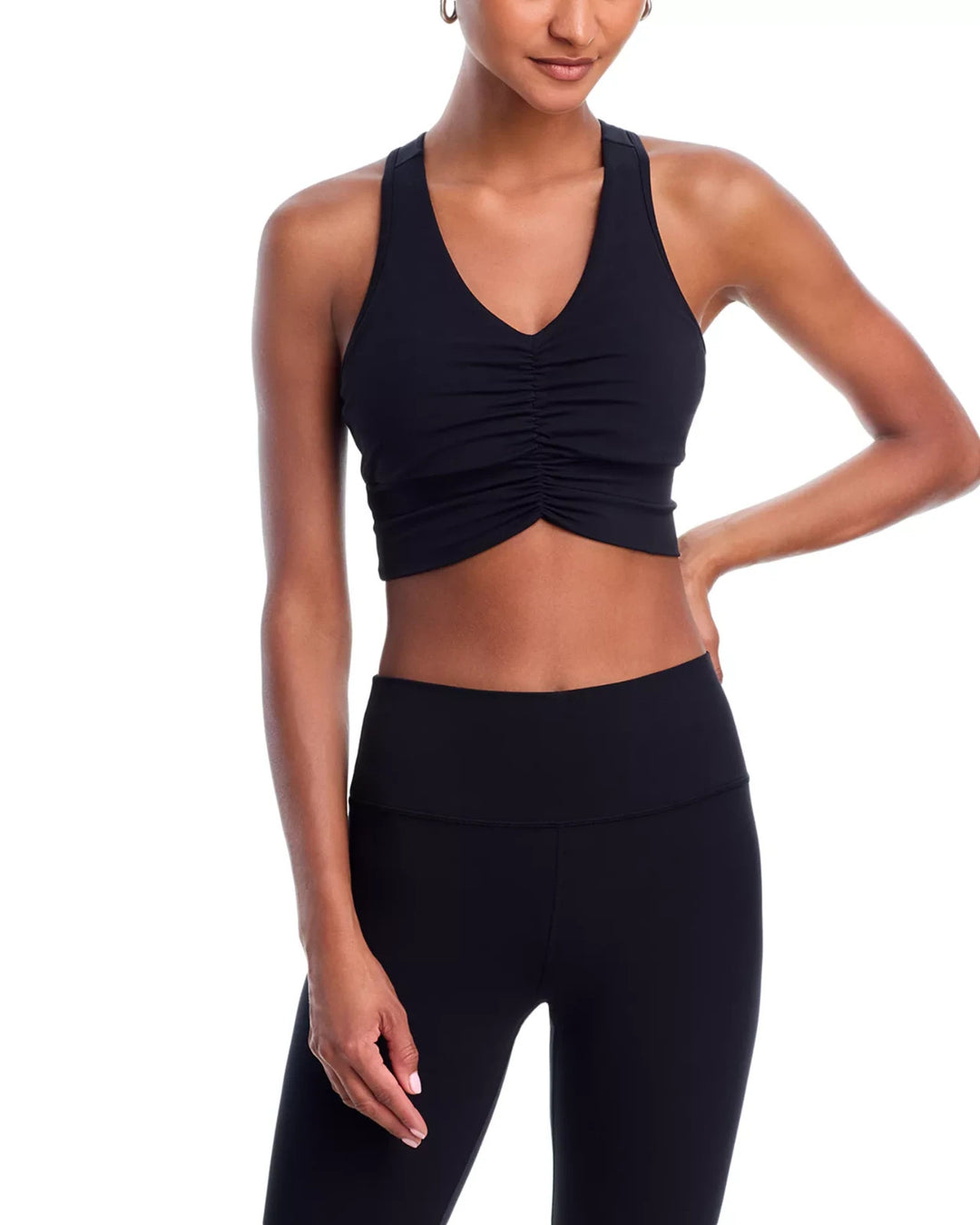 Aqua Athletic Shirred Racerback Sports Bra MSRP $48