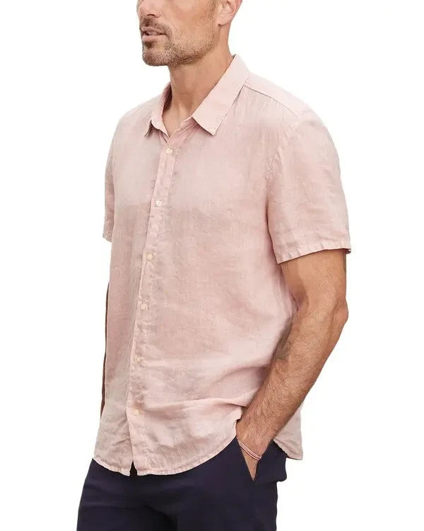 Velvet by Graham & Spenser Mackie Short Sleeve Regular Fit Linen Shirt MSRP $182