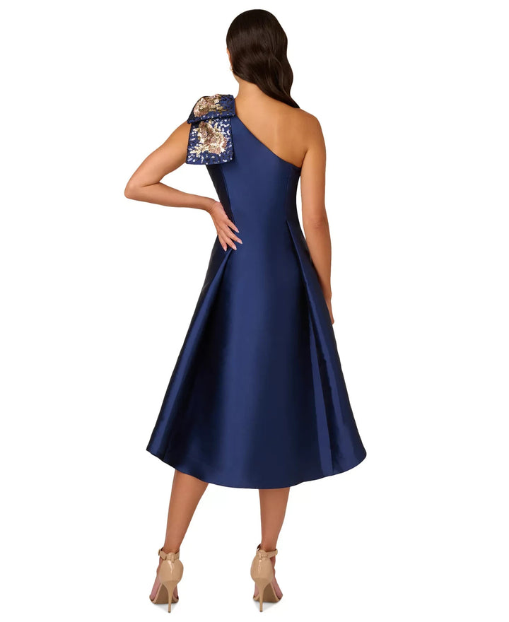 Adrianna Papell Women's Sequined Mikado One-Shoulder Dress MSRP $249