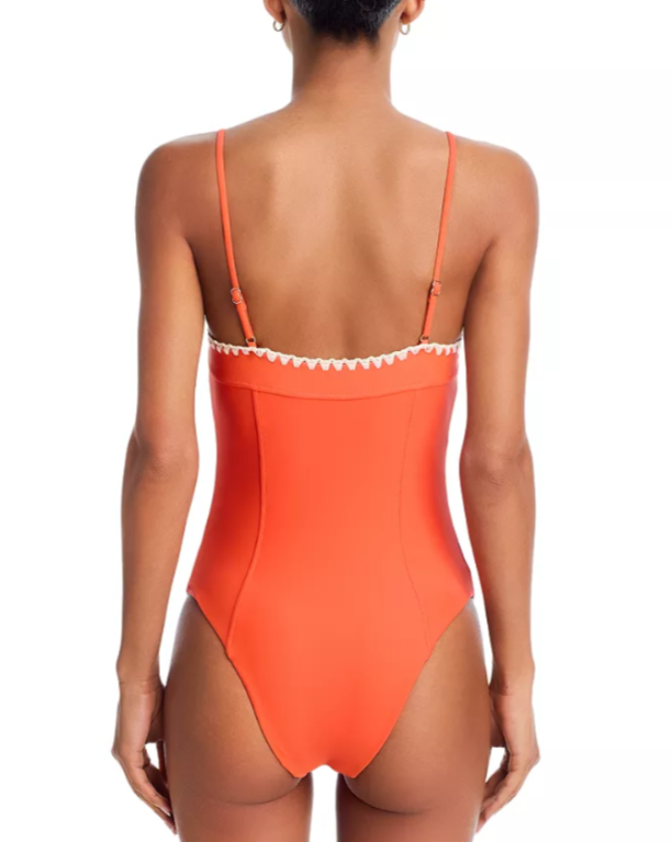 Ramy Brook Addisyn Crochet Trim One Piece Swimsuit MSRP $258