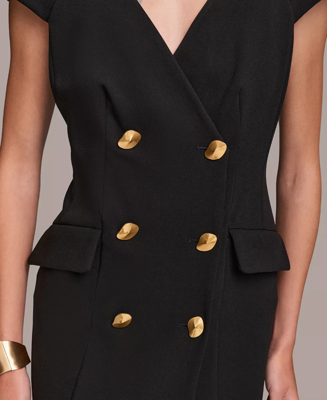 Donna Karan Women's Cap-Sleeve Double-Breasted Blazer Dress MSRP $179