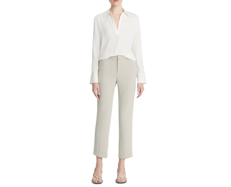 Vince Silk Stretch V Neck Top MSRP $395
