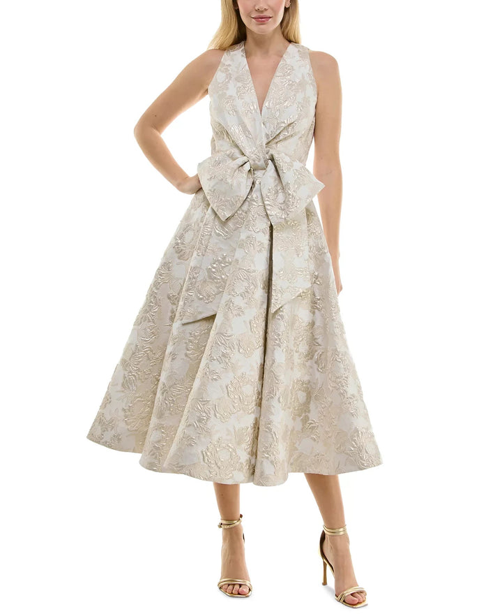 Taylor Women's Metallic Jacquard Sleeveless Fit & Flare Dress MSRP $198