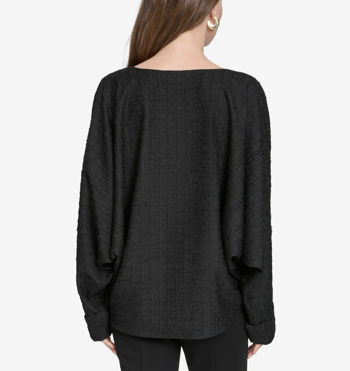 Halston Women's Textured Dolman-Sleeve Cuffed Blouse MSRP $89