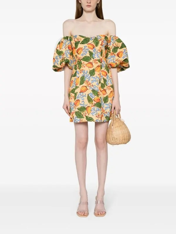 Rhode Dali Printed Puff Sleeve Dress MSRP $595