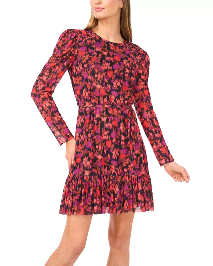 CeCe Women's Waist Tie Crewneck Mini Dress MSRP $89