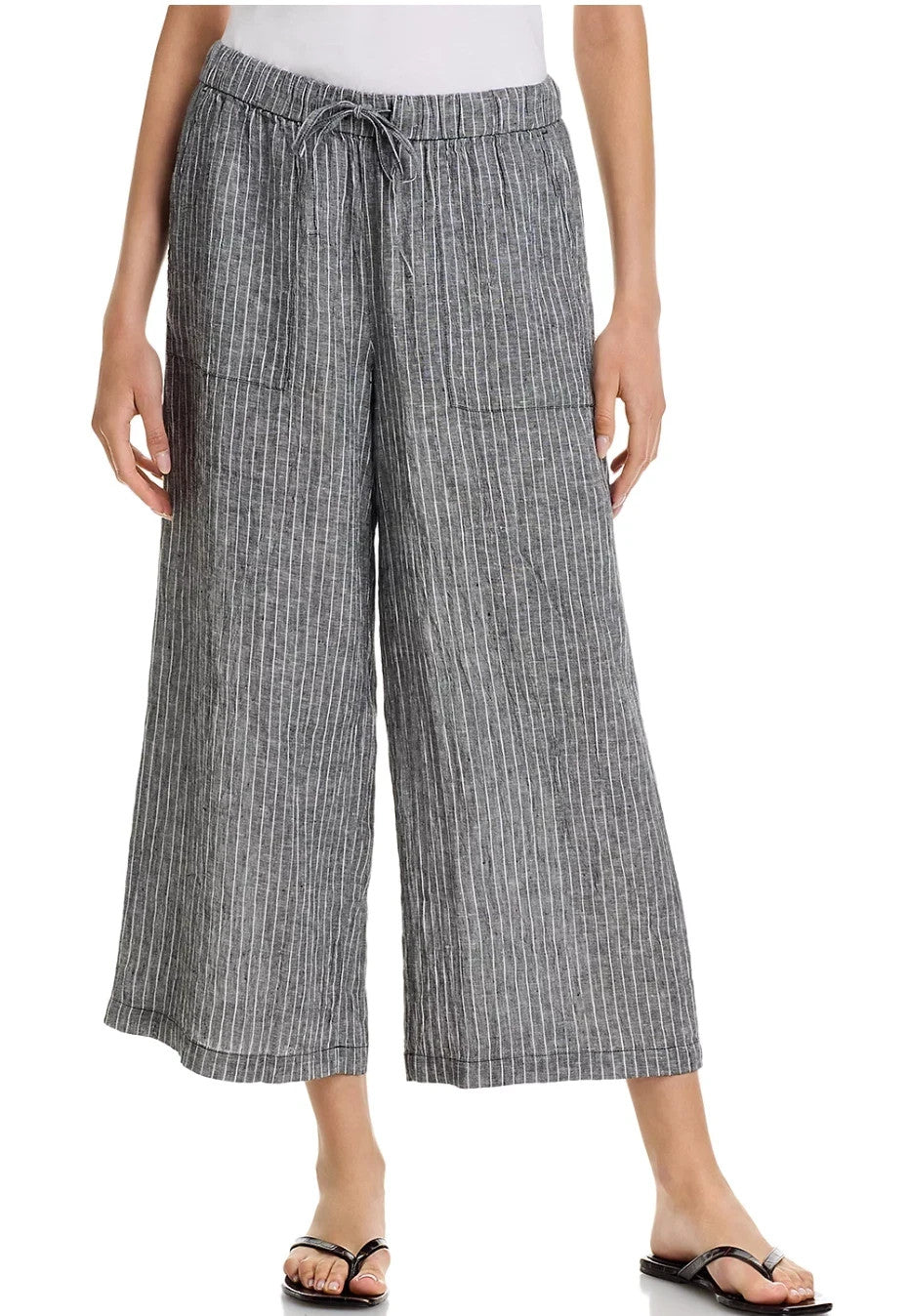 Eileen Fisher Linen Cropped Wide Leg Pants MSRP $178