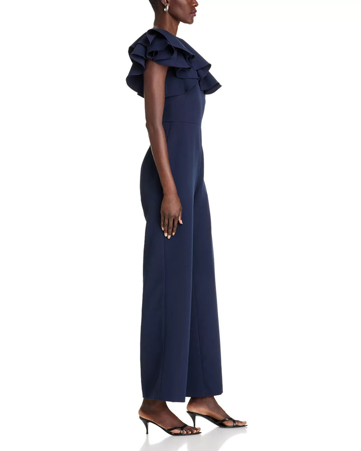 Eliza J One Shoulder Ruffle Jumpsuit MSRP $158