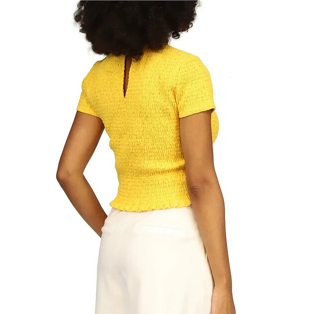 MICHAEL Michael Kors Smocked Crewneck Top MSRP $88