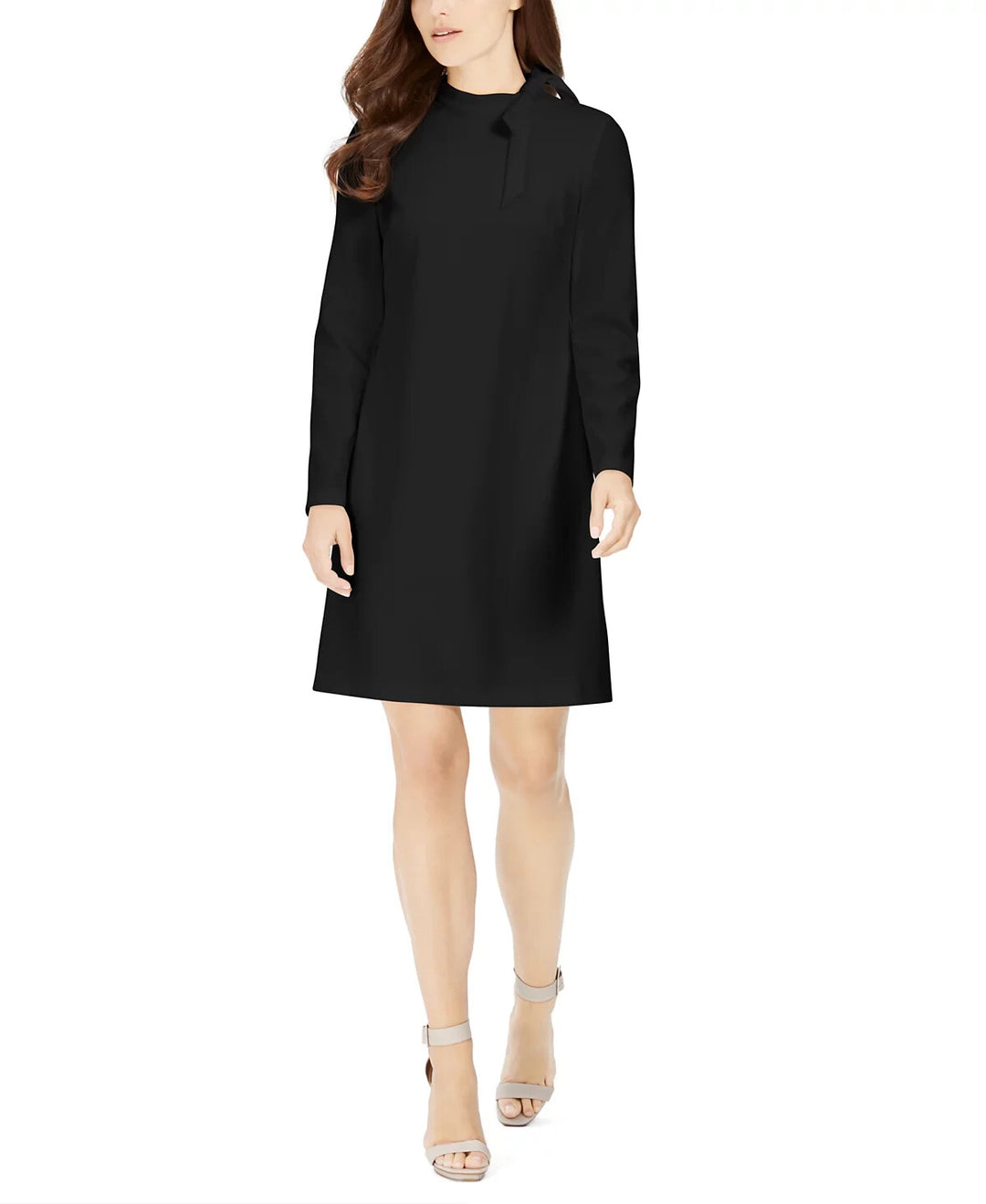 Calvin Klein Petite Bow-Neck Long-Sleeve Sheath Dress MSRP $99