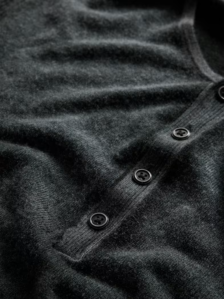 John Varvatos Christie Reversible Regular Fit Long Sleeve Silk Henley MSRP $448