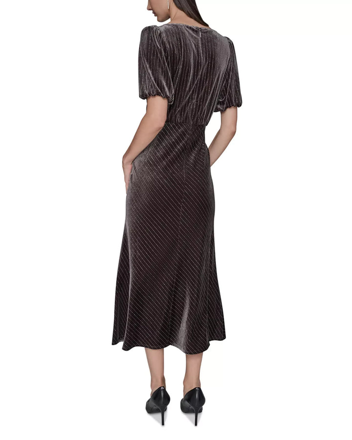 Karl Lagerfeld Paris Velvet Pinstriped Midi Dress MSRP $158