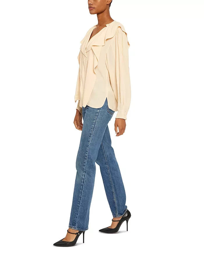 Joie Raquel V Neck Ruffle Top MSRP $248 Size S # 5C 3140