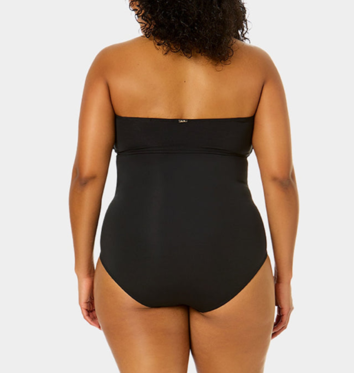 Anne Cole Plus Size Twist-Front Shirred Bandeau One-Piece Swimsuit MSRP $102