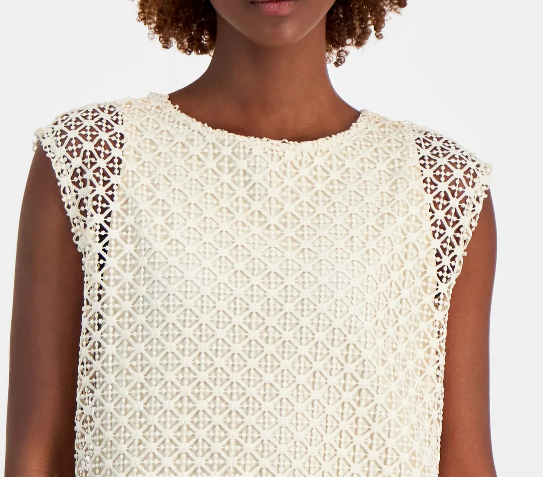 Jones New York Lafayette Lace Extended-Shoulder Top MSRP $89.50