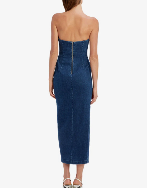 Bardot Eleni Denim Midi Dress MSRP $179