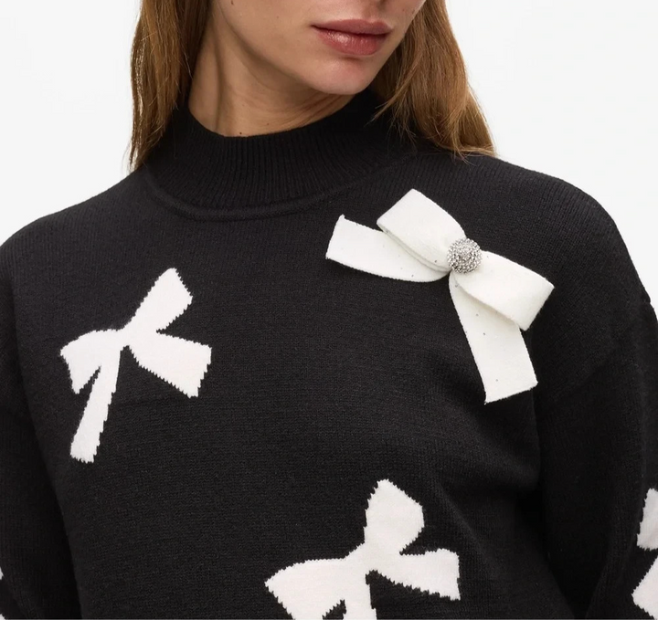 Karl Lagerfeld Paris 3D Bow Mock Neck Sweater MSRP $109