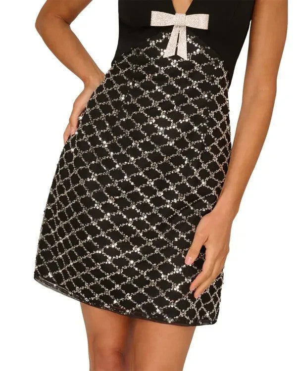 Adrianna By Adrianna Papell Sequined Mini Dress MSRP $265