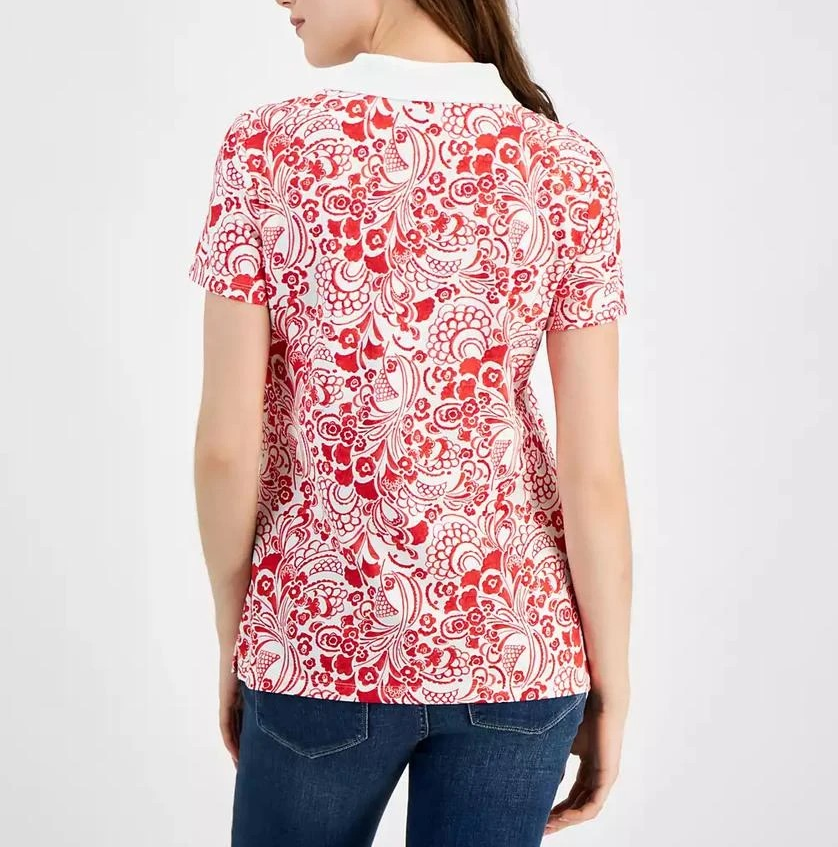 Tommy Hilfiger Women's Floral-Print Short-Sleeve Polo Top MSRP $59.50