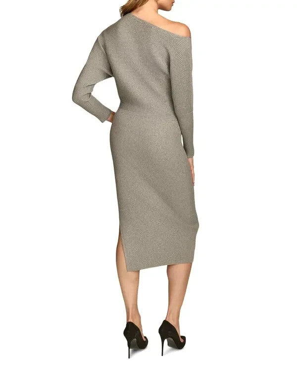 Donna Karan One Shoulder Sweater Dress MSRP $169