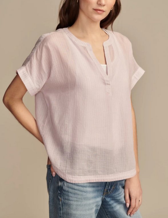 Lucky Brand Cotton Striped Dolman Popover Shirt MSRP $79